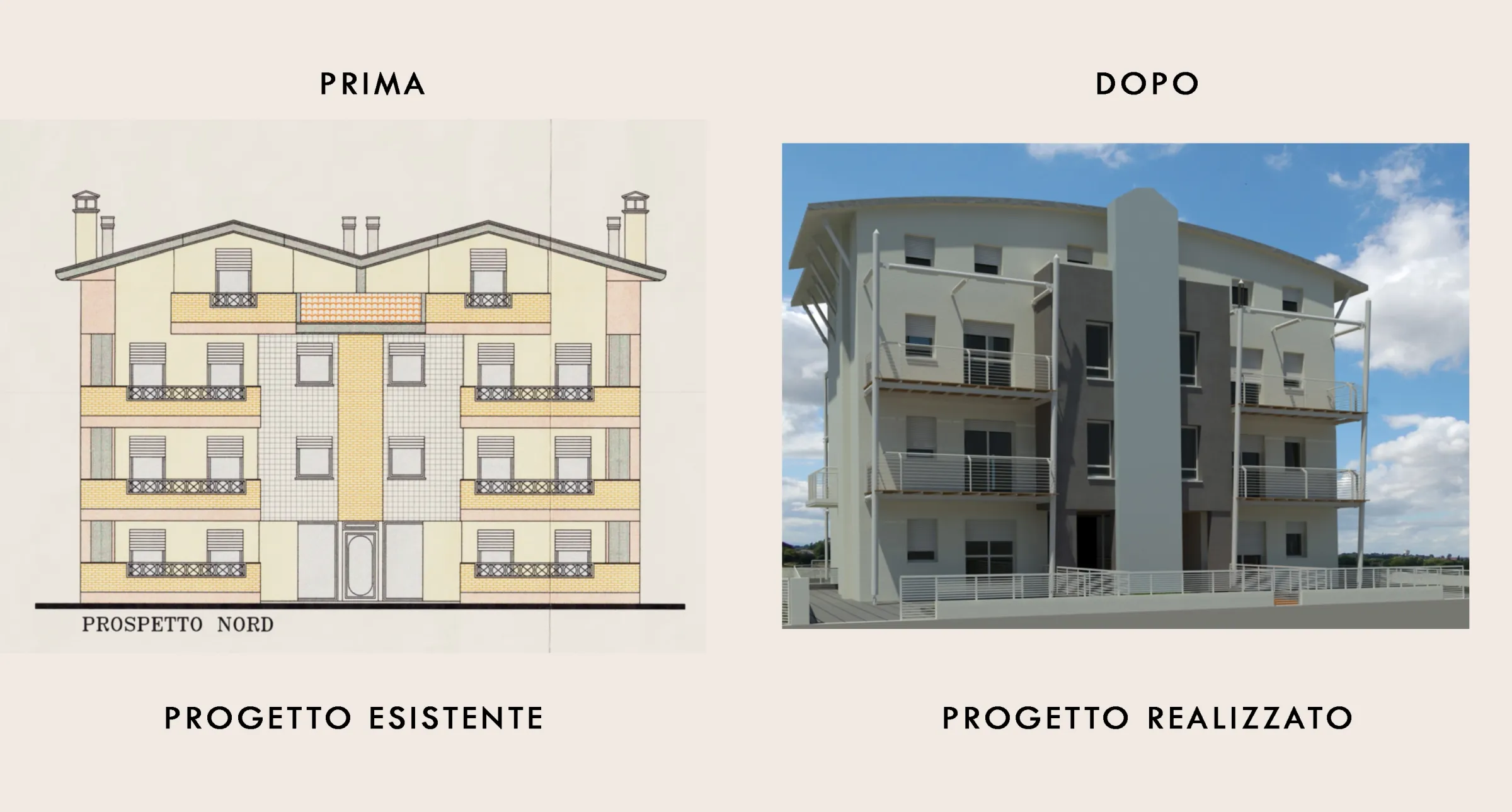 Confronto tra il progetto esistente e il progetto realizzato a Sottomarina di Chioggia